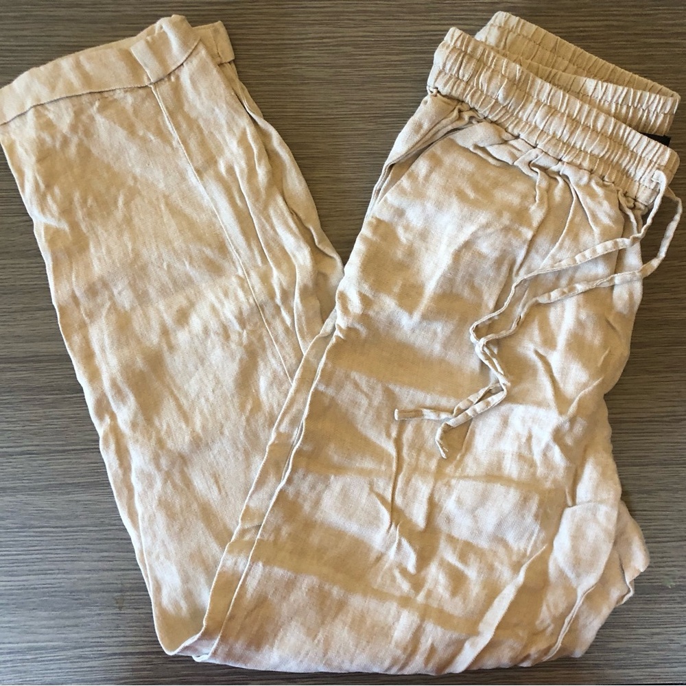 J. CREW Linen Jogger Ankle Pant Beige Lightweight
